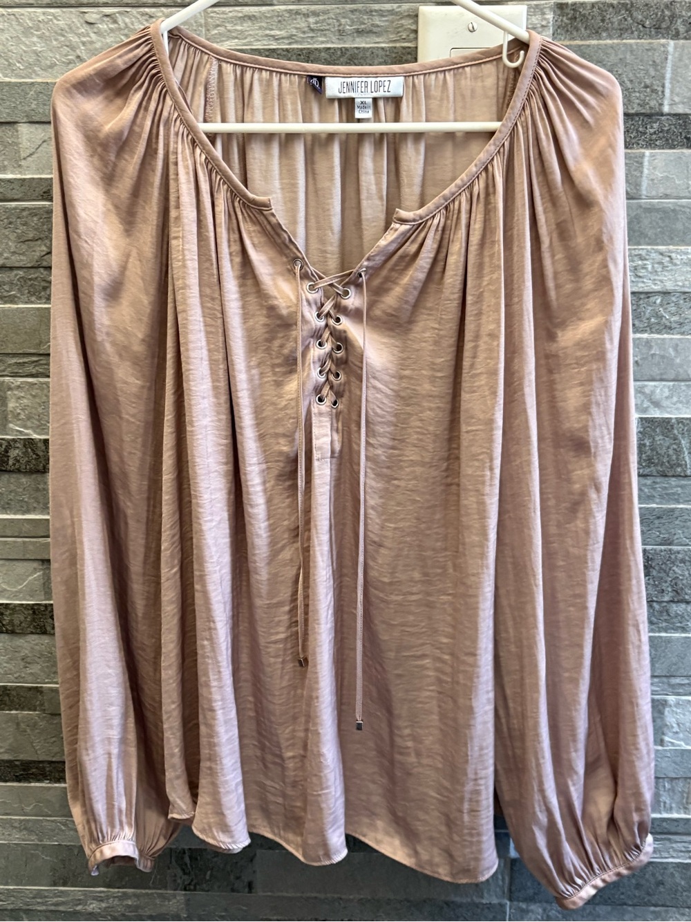 Jennifer Lopez Lace-Up Peasant Blouse